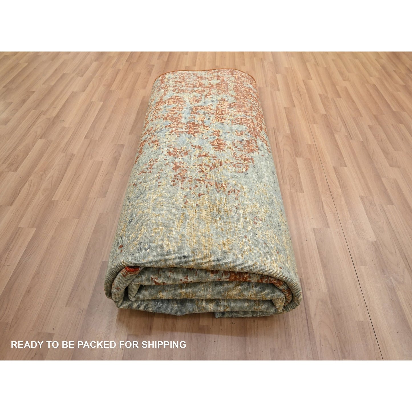 8'X10'6" Rust Red Zoroastrian Knot Abstract Design Wool Hand Knotted Rug
