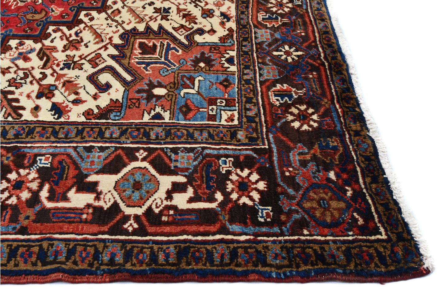 Red Serapi Oriental Rug Large Vintage Geometric