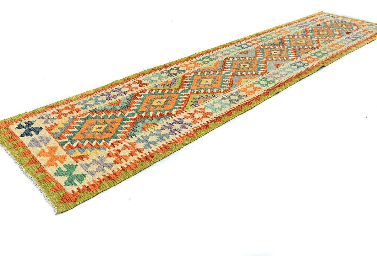 Reversible Multicolored Tribal Kilim Runner Rug