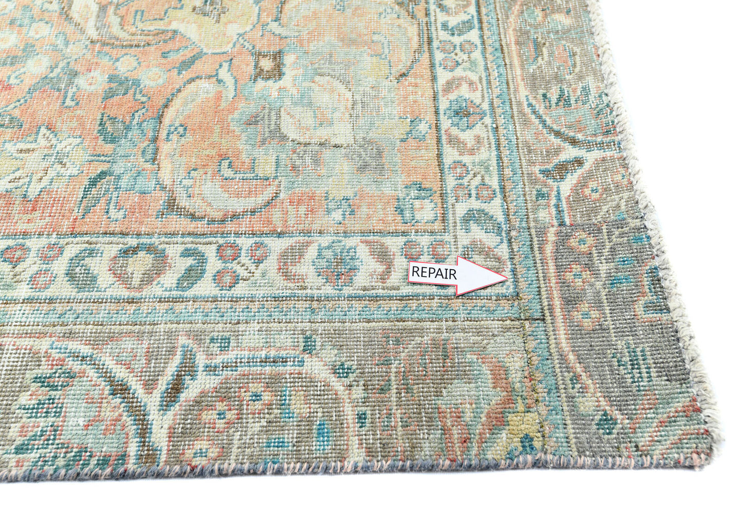 Distressed Vintage Oriental Rug Floral Style