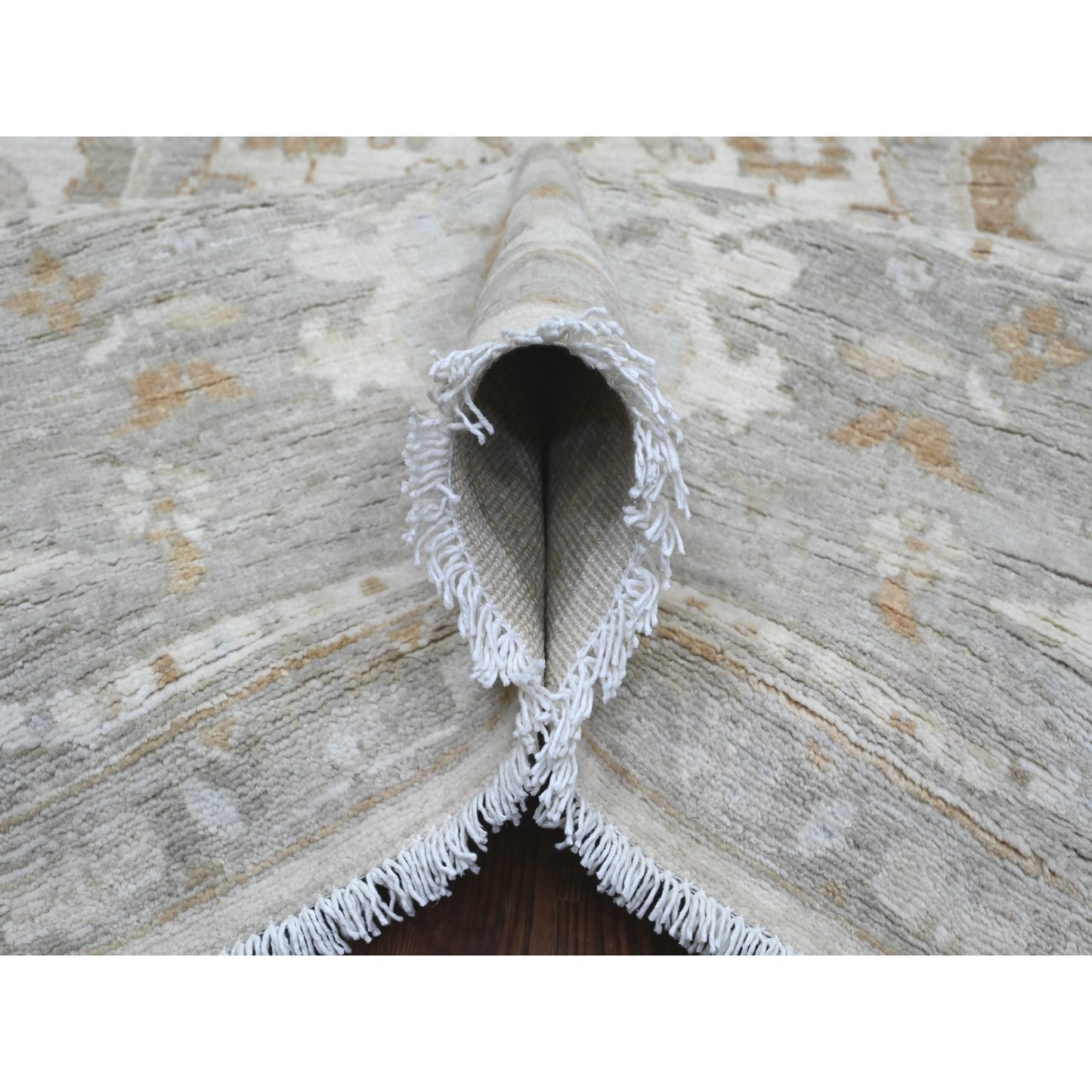 9'X11' White Heris All Over Design Hand Knotted Aryana Grade All Wool Rug