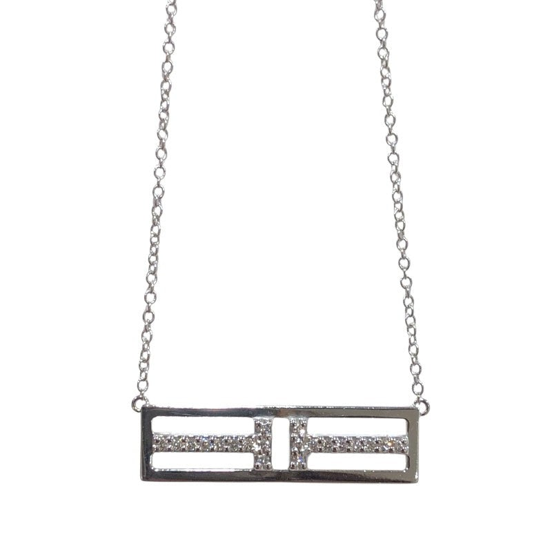 Tiffany & Co. T Two Open Partial Diamond Necklace 750Wg