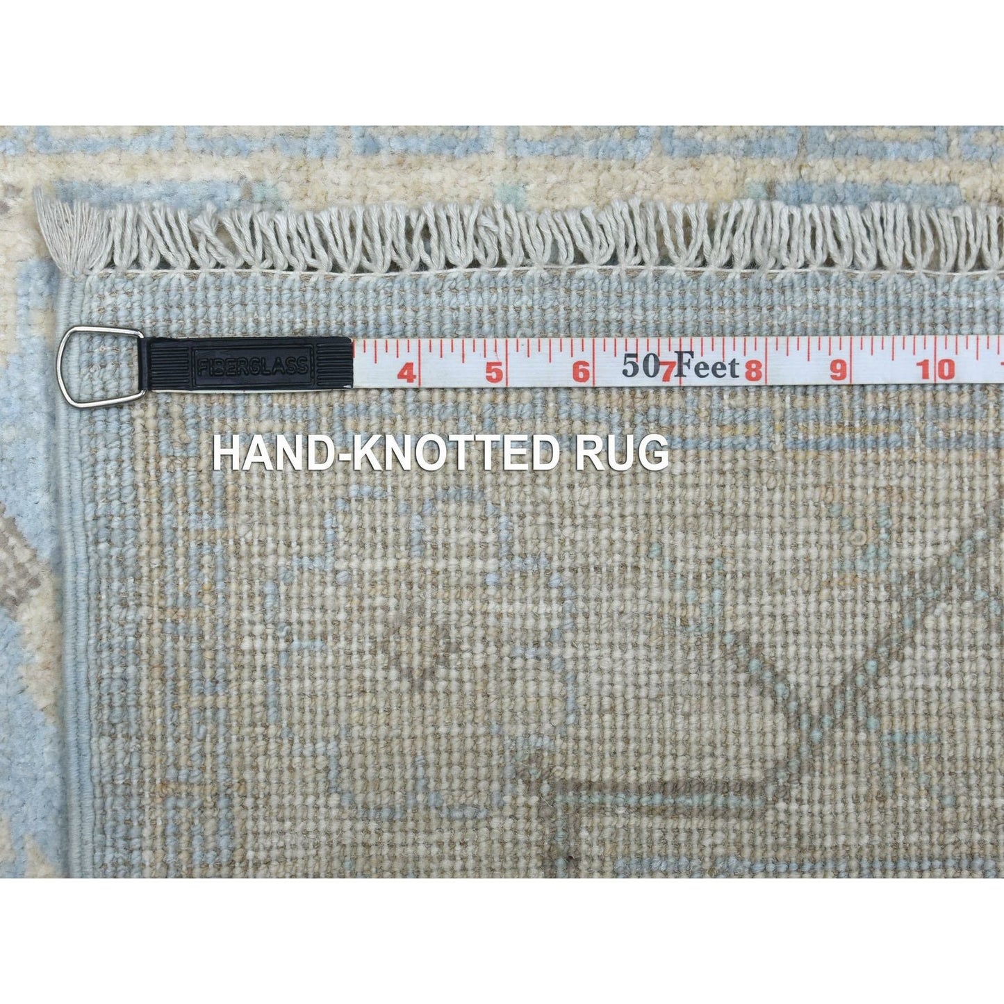 2'6"X14'10" Washed Out Blue Peshawar Hand Knotted Wool Xl Runner Rug