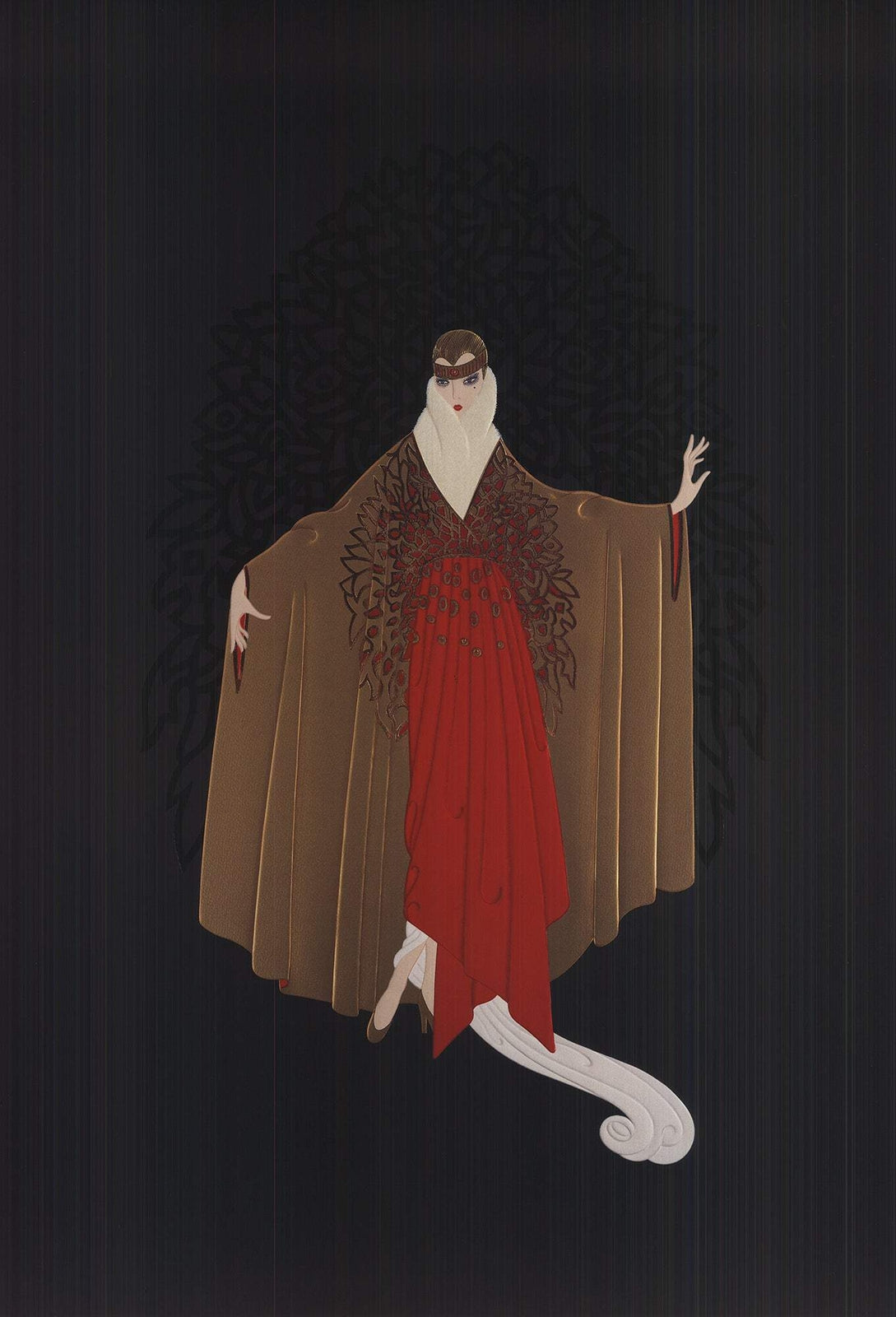 Erte Place De L'Opera " Poster Art Deco Black, Brown, Red
