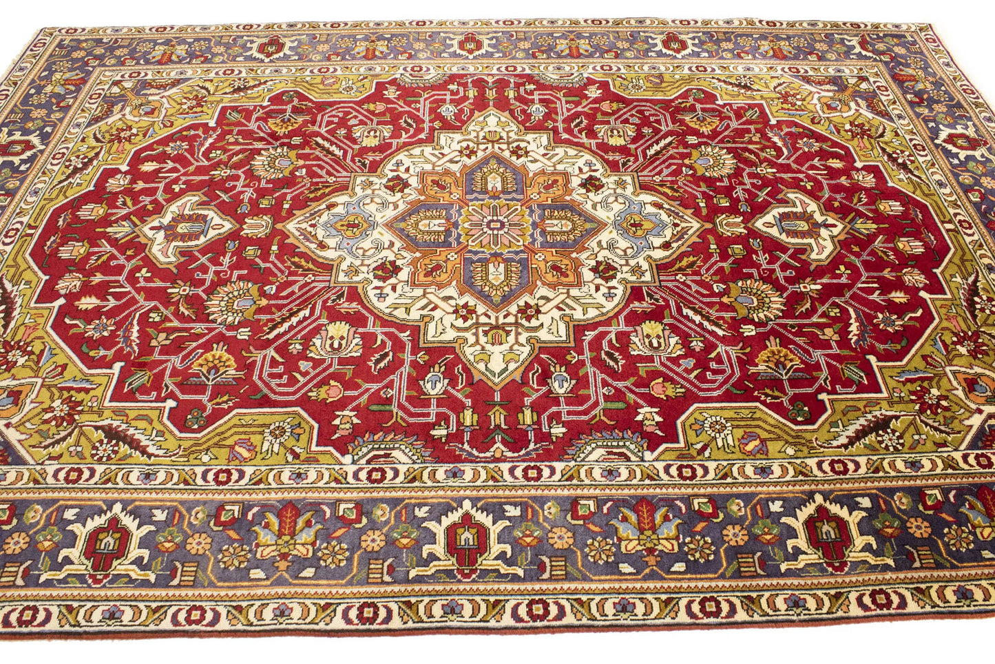 Hand-Knotted Vintage Oriental Rug Red Traditional