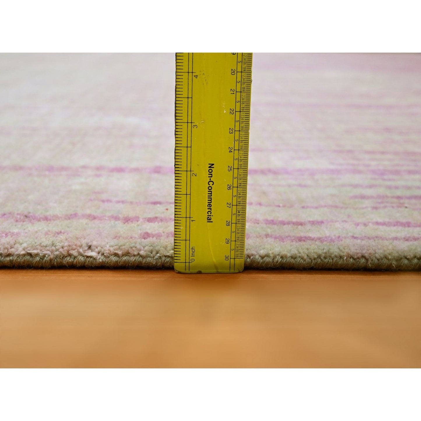 8'1"X10'4" Shades Of Pink Vertical Ombre Design Wool Hand Knotted Rug