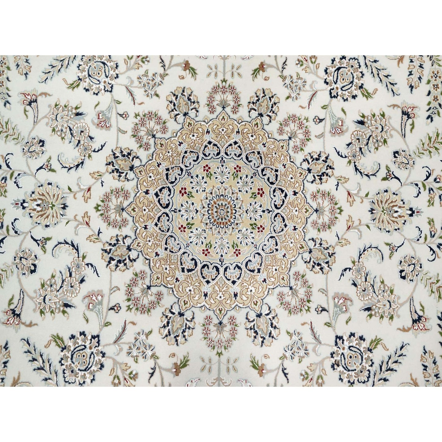 9'9"X13'9" White 250 Kpsi Nain Design Wool And Silk Hand Knotted Rug