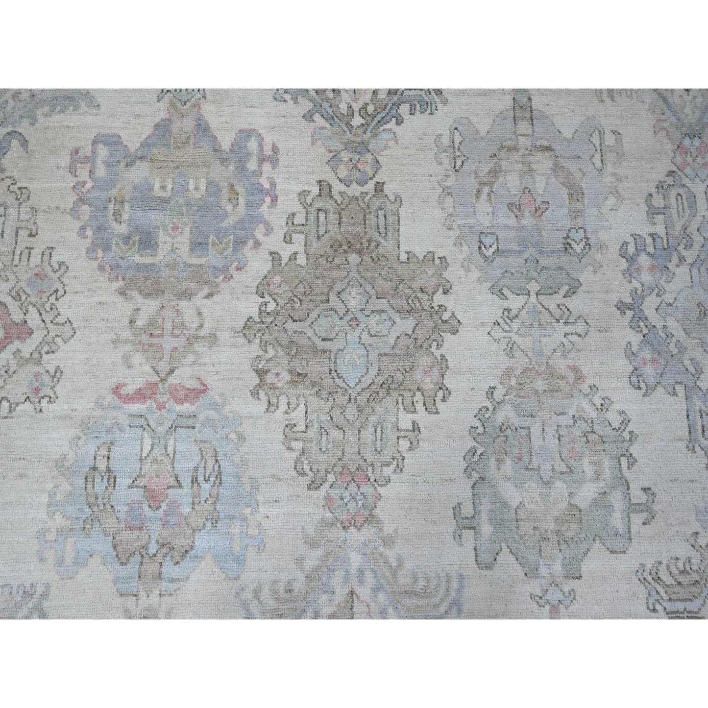 9'9"X13'10" Goose Gray Wool Weft Afghan Angora Oushak Oriental Rug