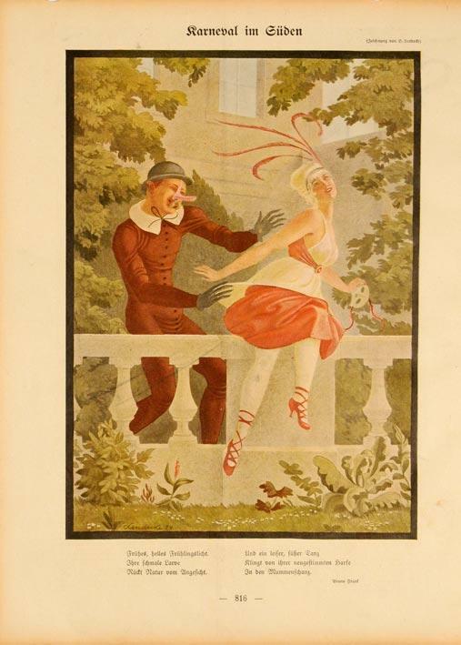 Simplicissimus 1913 By Lendecke Karneval Im Suden On Linen Original