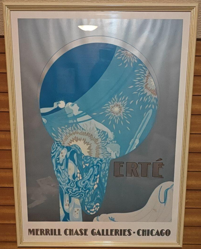 Erte Vintage Poster Merrill Chase Galleries 1980S Exhibition Blue Version Rare