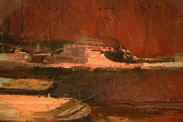 Vilmon Spanish Artist Original Oil Painting On Canvas "Harbor Scene" Signed F20