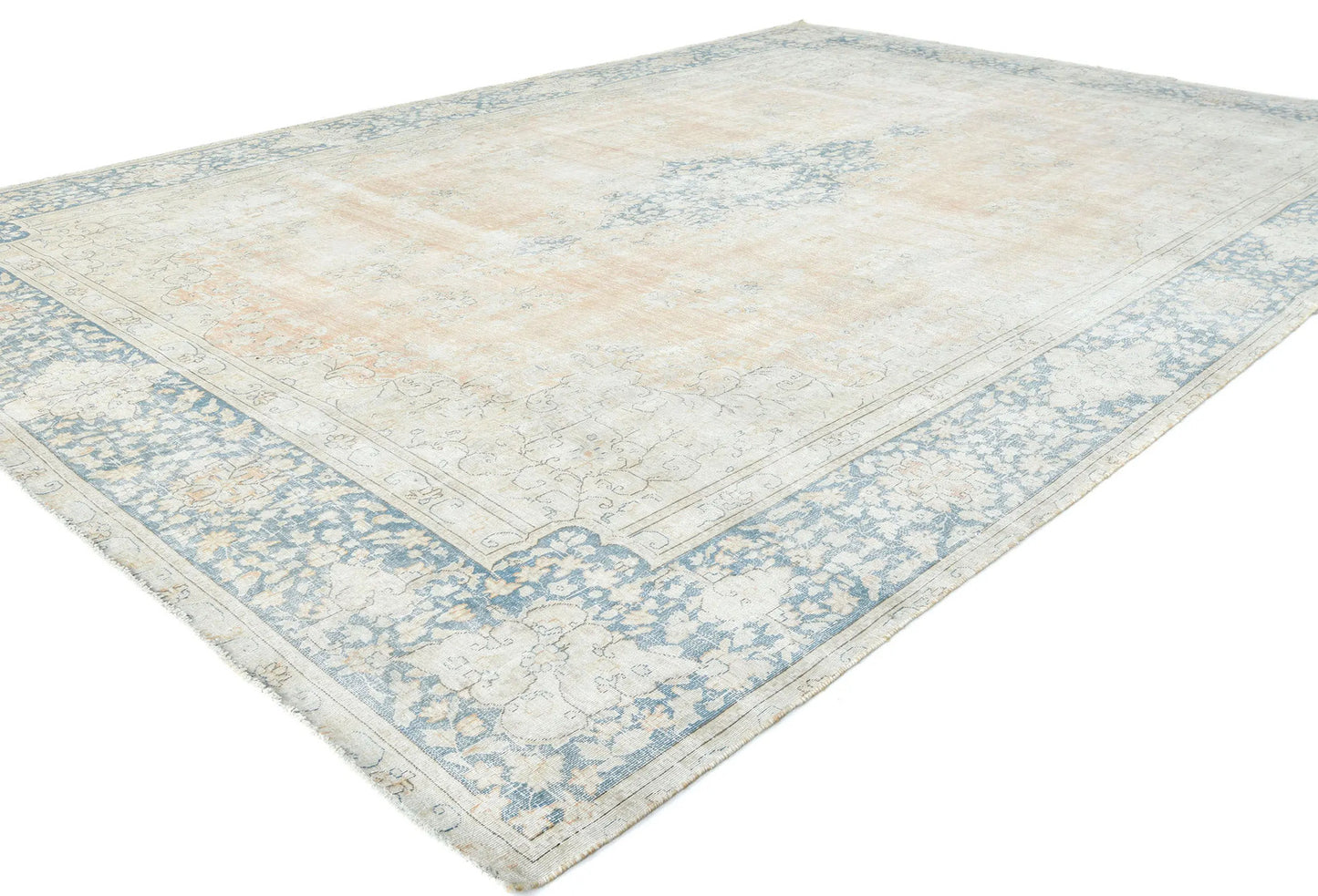Semi-Antique Floral Distressed Oriental Rug 9X13