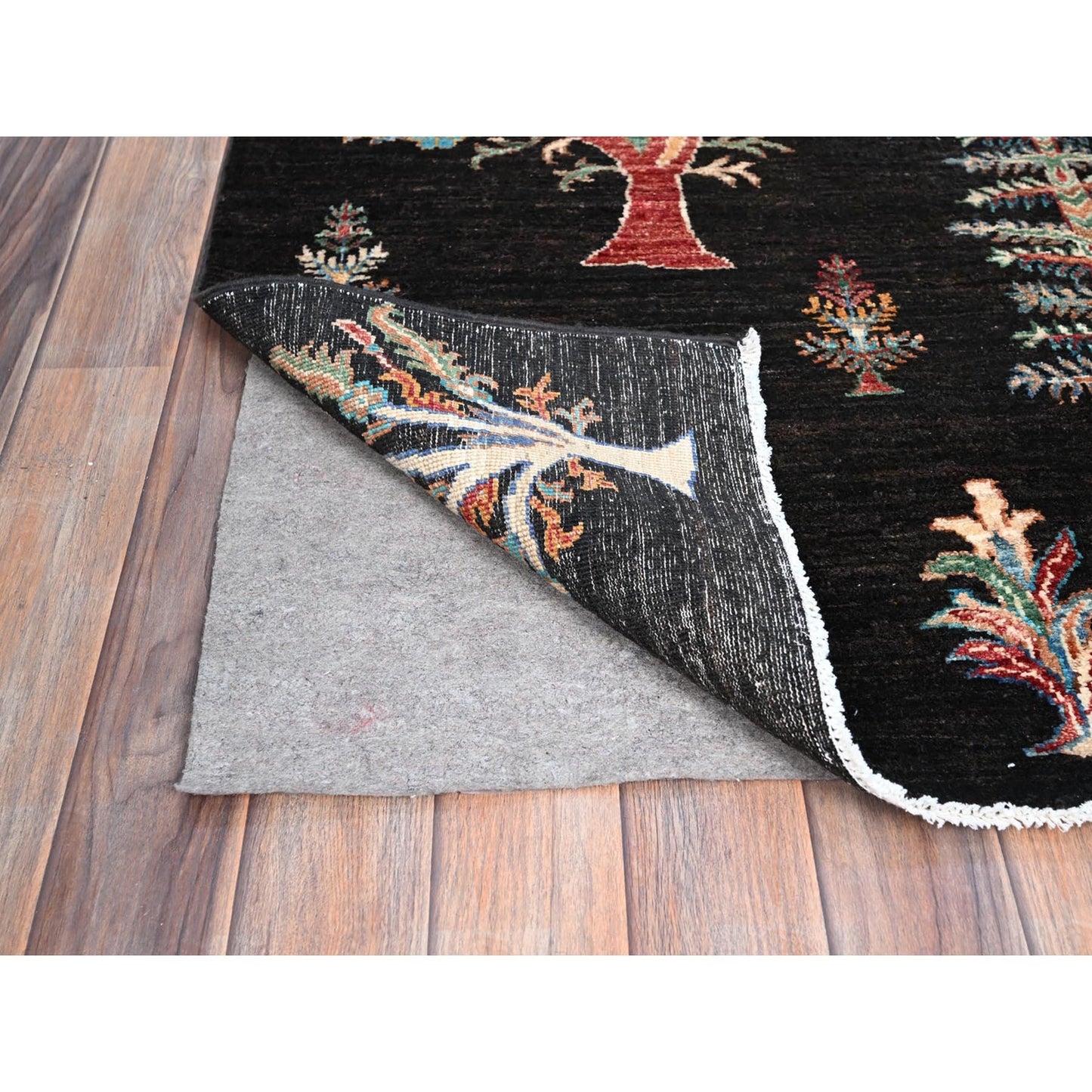 2'7"X8' Black Large Tribal Tree Design Afghan Sultani Oriental Runner Rug