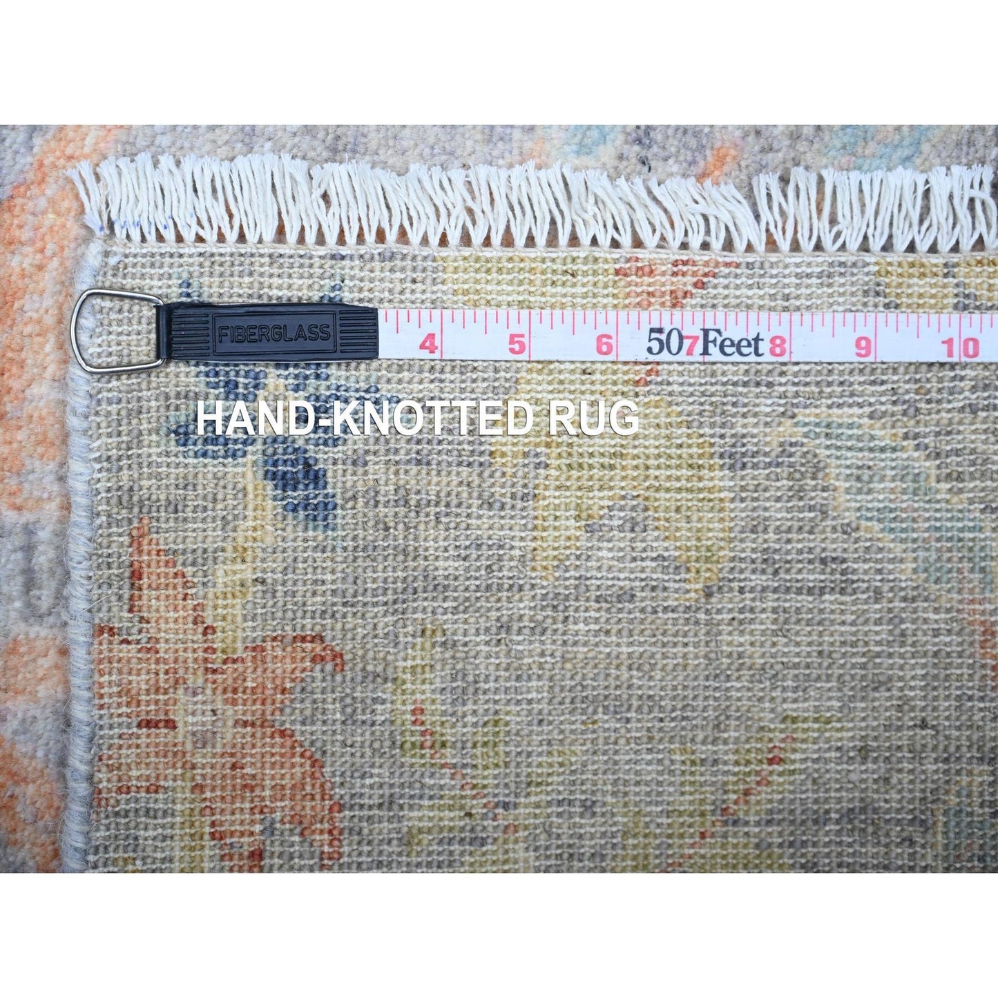 4'1"X11'10" Blue Afghan Peshawar Wool Hand Knotted Wide Runner Rug