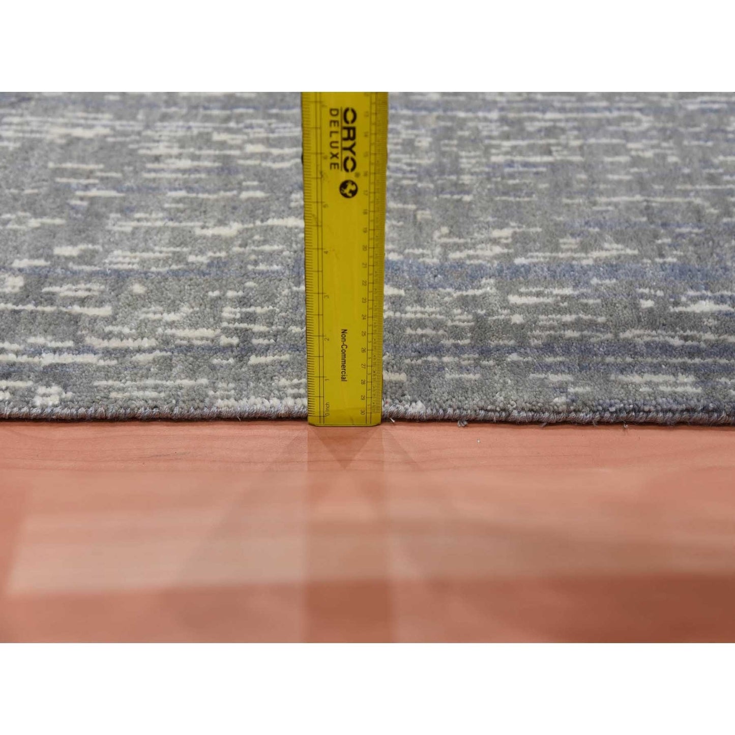2'6"X8' Gray And Black Wool Hand Knotted Modern Ombre Design Runner Rug