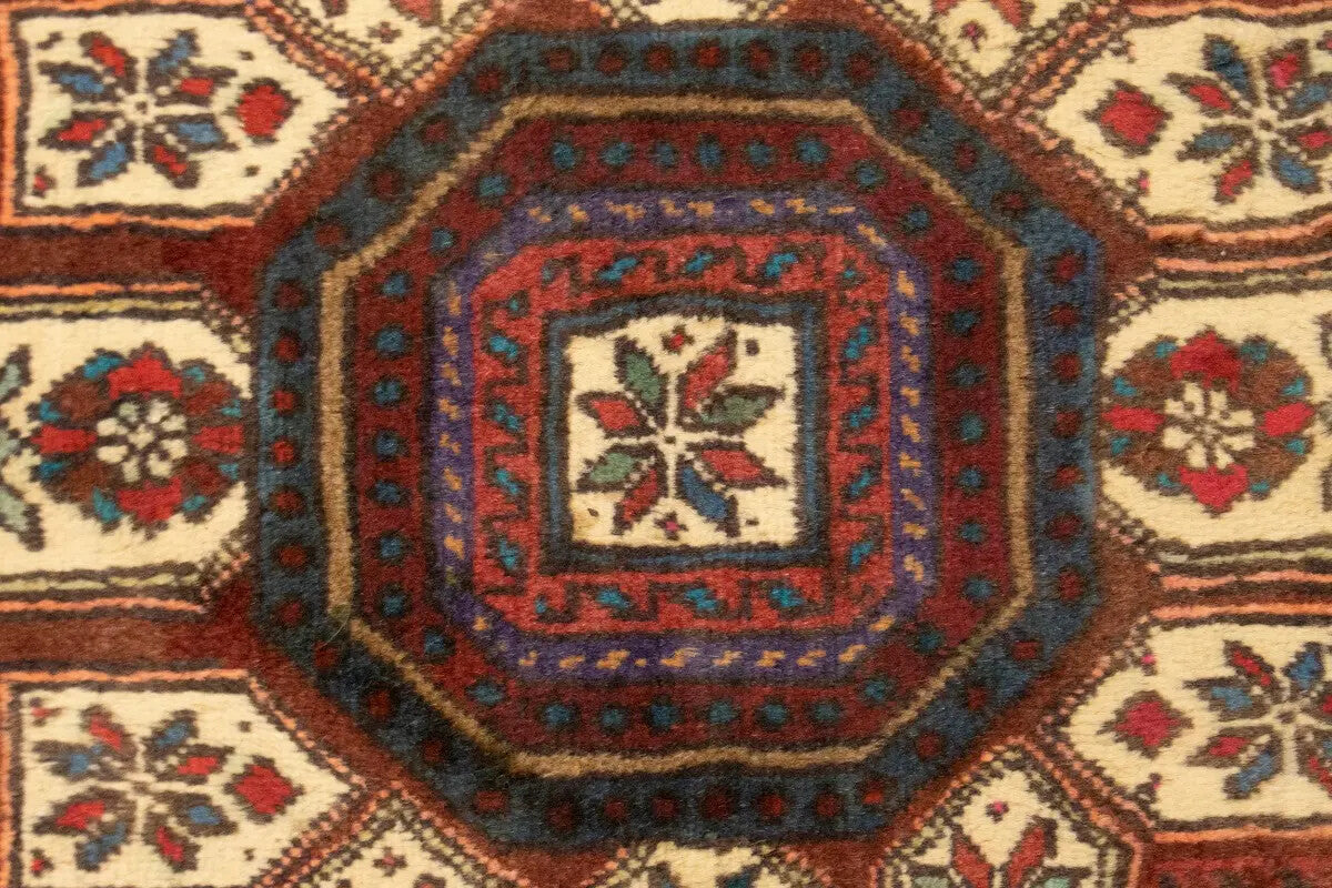 Vintage Handmade Oriental Rug Floral Geometric