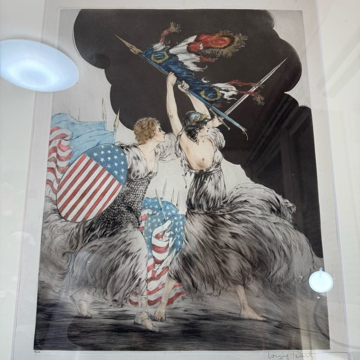 Louis Icart Courage Mes Braves Hand Signed Etching 91/150 Art Deco, Wwi