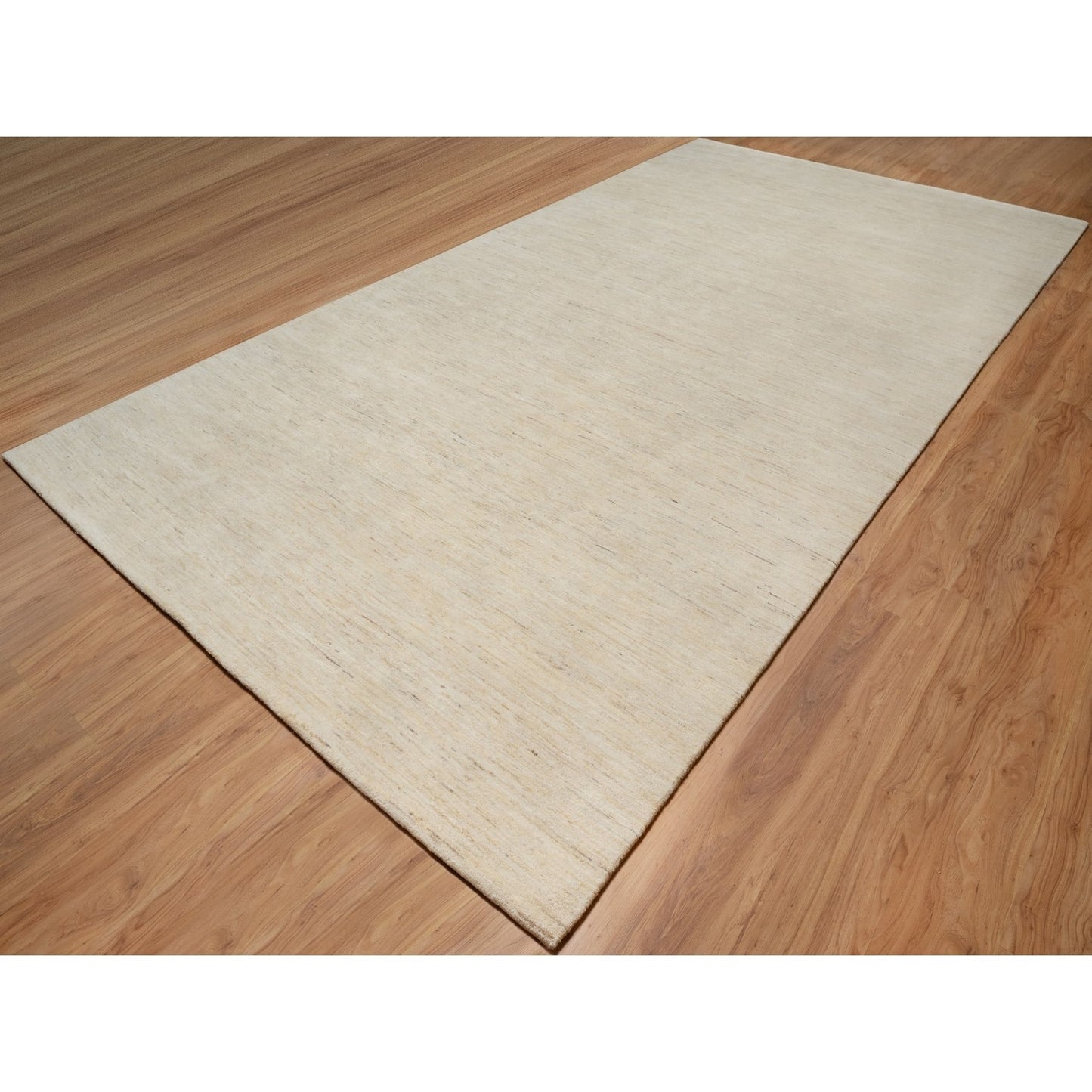 8'1"X15'10" White Plain Design Lori Buft All Wool Hand Knotted Runner Rug