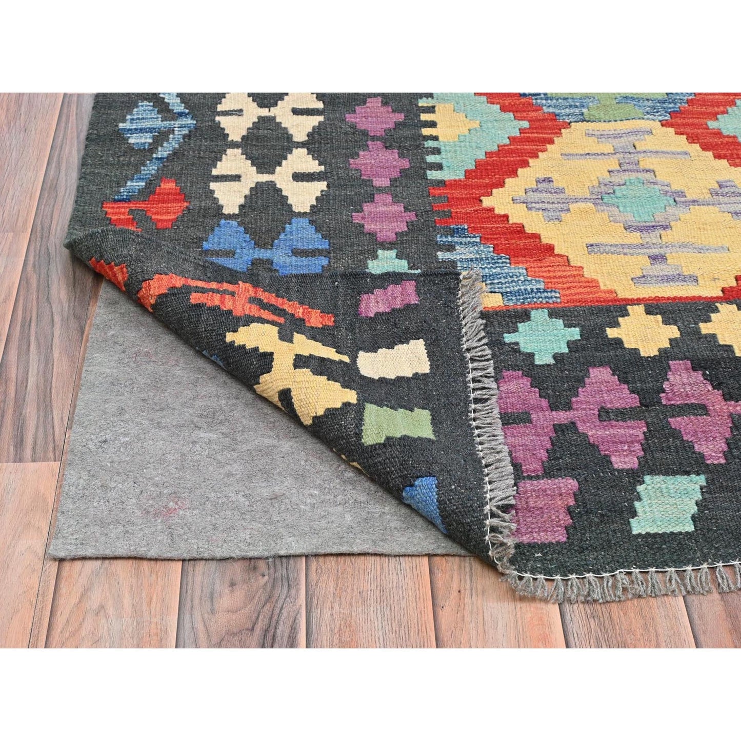 10'5"X15'10" Colorful Hand Woven Afghan Kilim Organic Wool Oversized Rug
