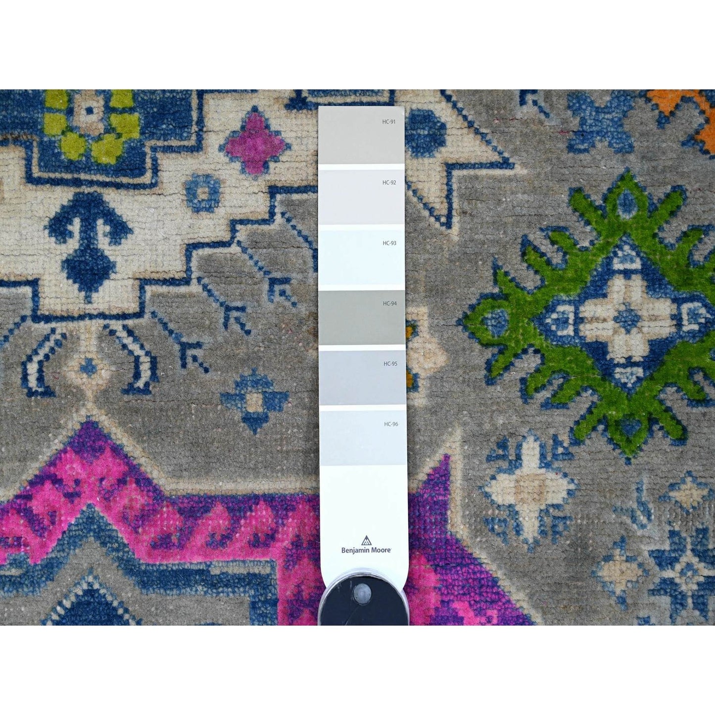 5'X6'8" Thunder Gray Velvety Wool Fusion Kazak Oriental Rug
