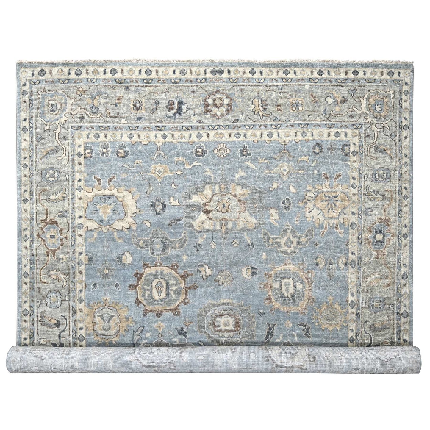 11'9"X14'10" Silver,Hand Knotted,Oushak Design,Oversized Oriental Rug