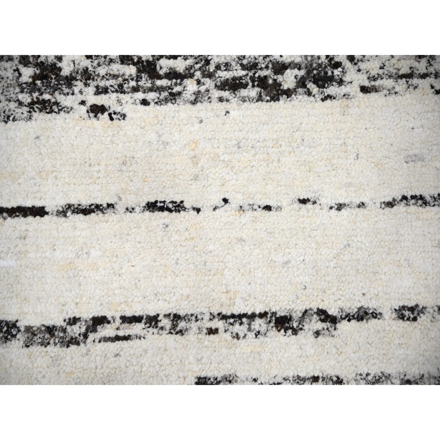 12'2"X14'9" Ivory Striae Design Wool Hand Knotted Oversized Oriental Rug