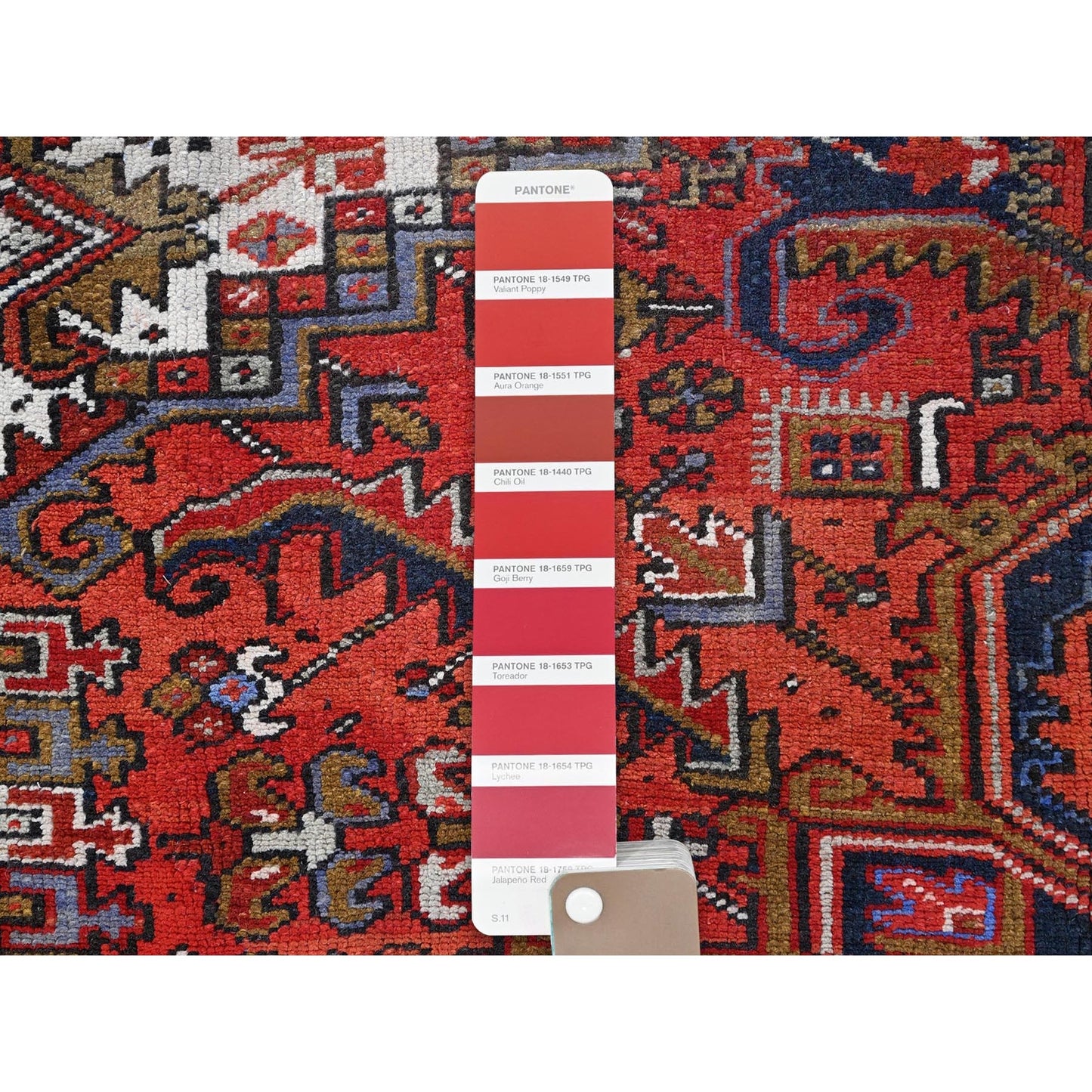 7'9"X11' Red Worn Wool Hand Knotted Semi Antique Zoroastrian Heris Rug