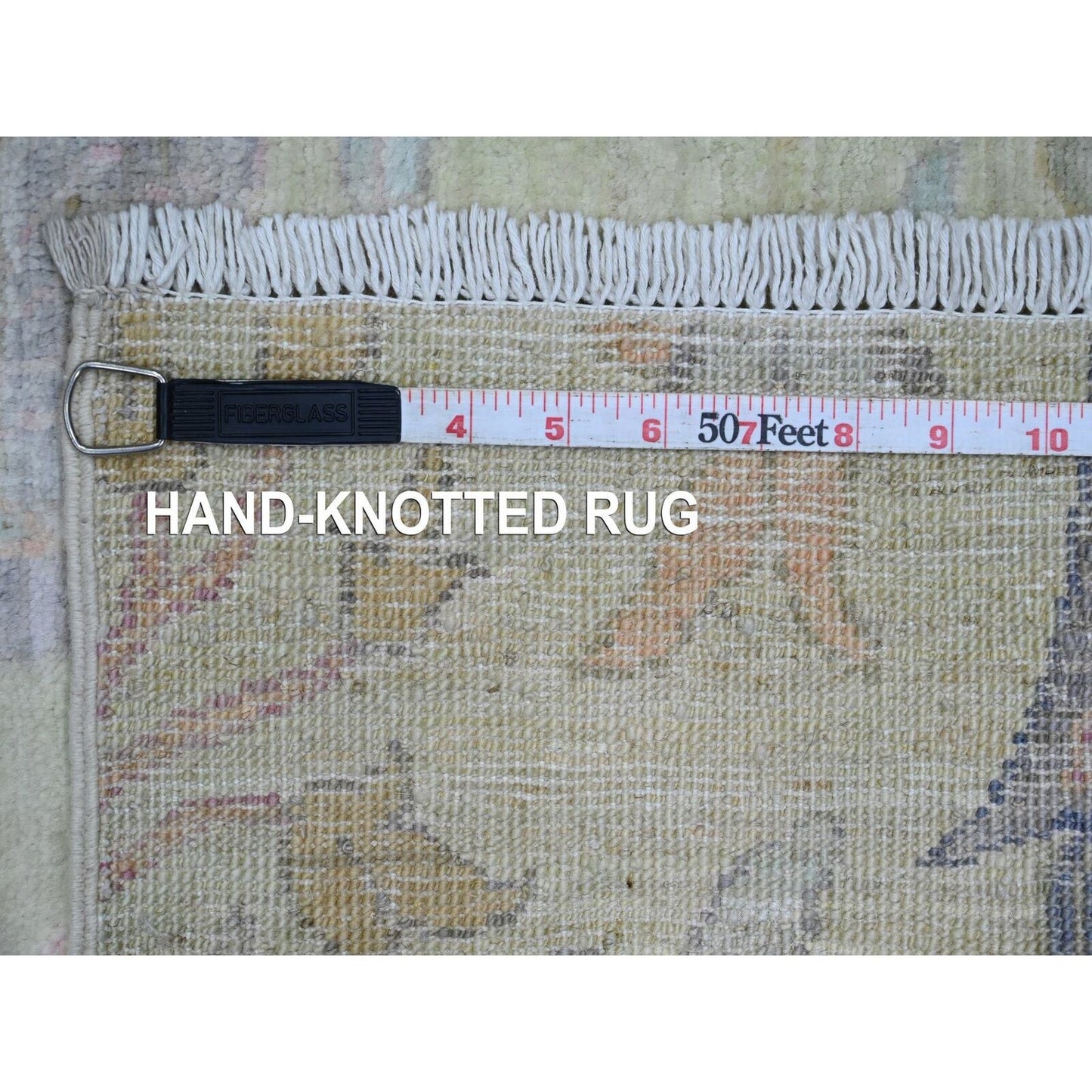 2'6"X11'4" Green Peshawar Birds Design Hand Knotted Soft Wool Runner Rug