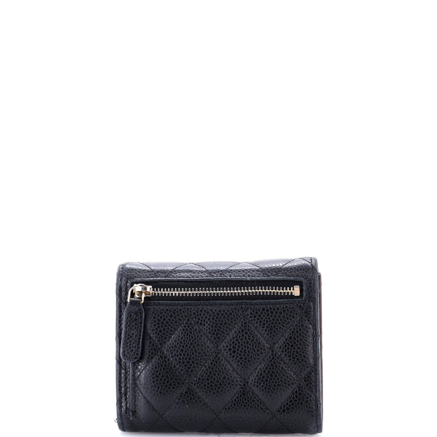 Chanel Cc Compact Classic Flap Wallet Quilted Caviar