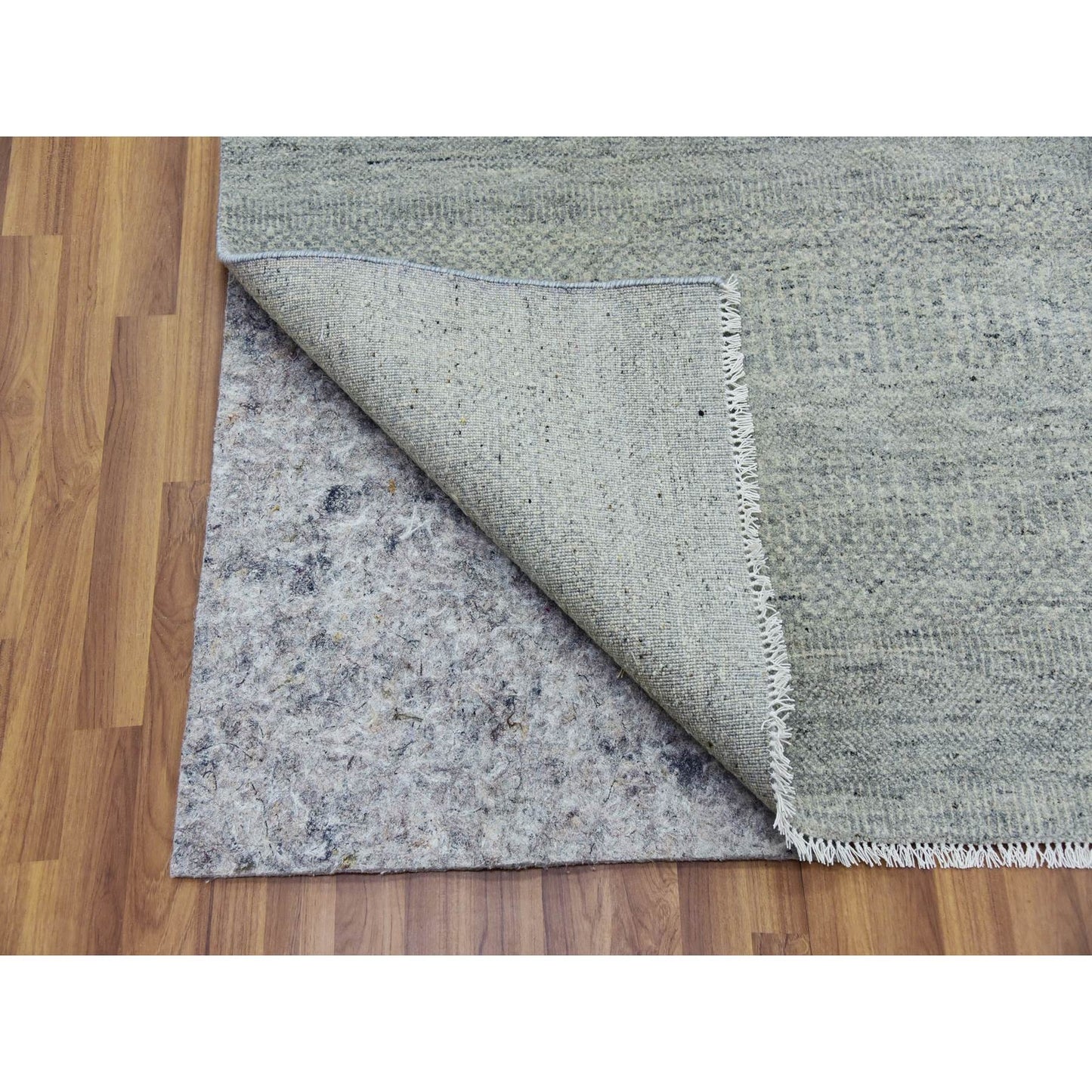 11'10"X15'4" Templeton Gray Undyed Wool Hand Knotted Grass Oversized Rug