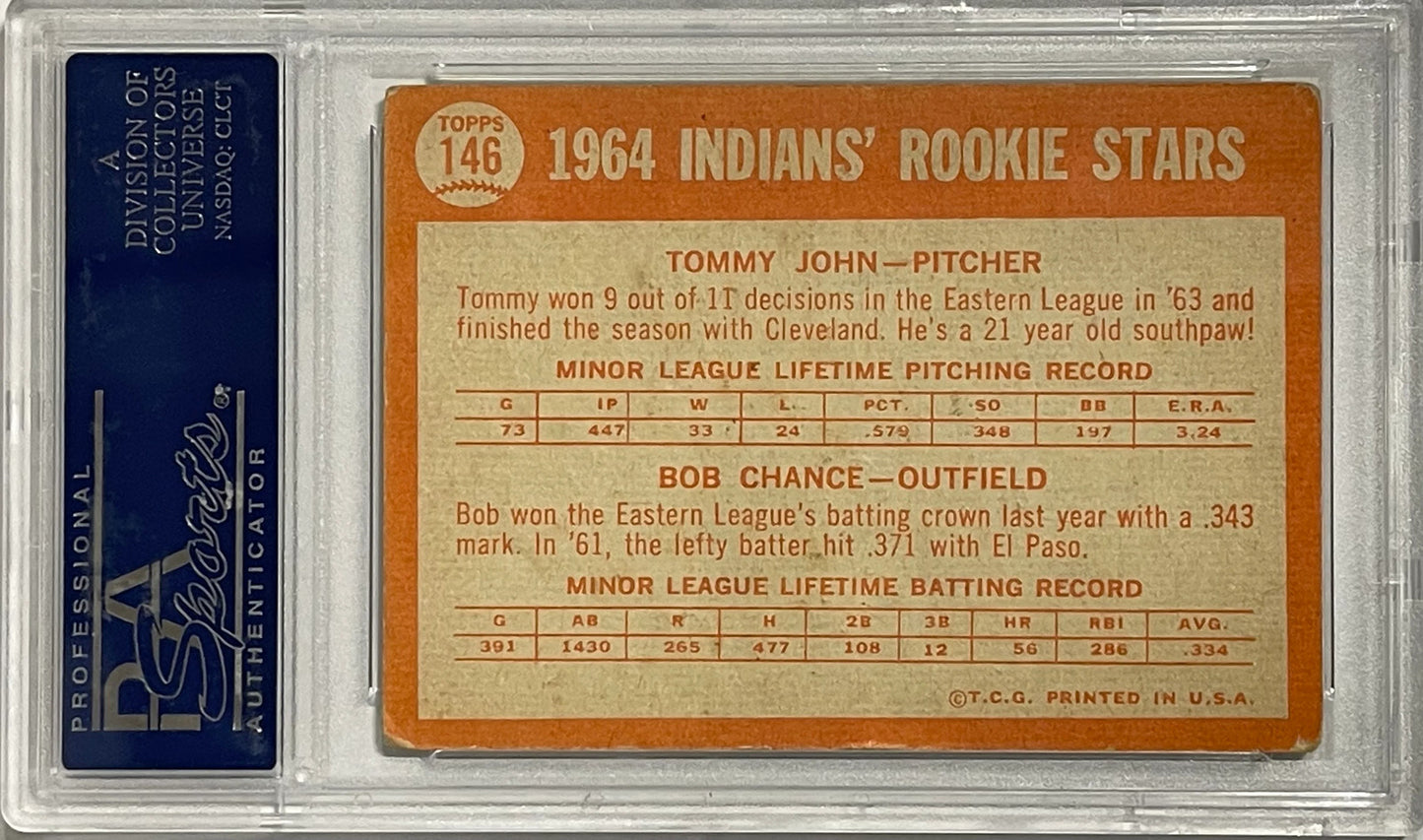 Tommy John Autographed 1964 Topps Rookie Card #146 (Psa)