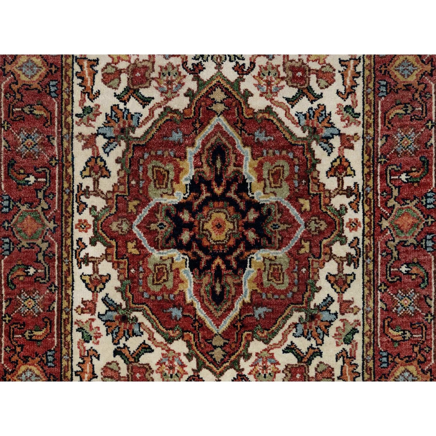 2'6"X16'1" Ivory Wool Heris Re-Creation Motifs Hand Knotted Xl Runner Rug