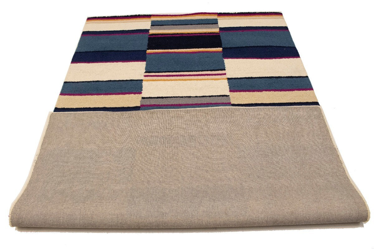 Hand-Tufted Multicolored Stripes Rug Modern Kids