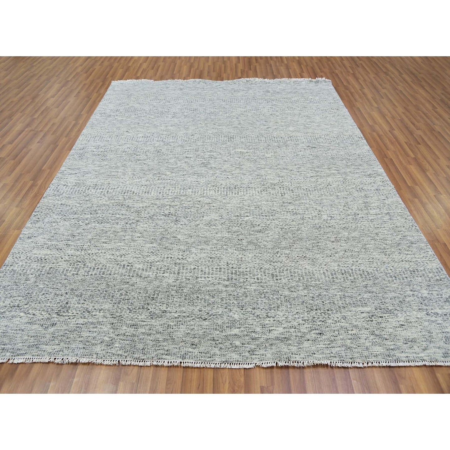 8'X10'2" Owl Gray Modern Grass Design Pure Wool Hand Knotted Rug