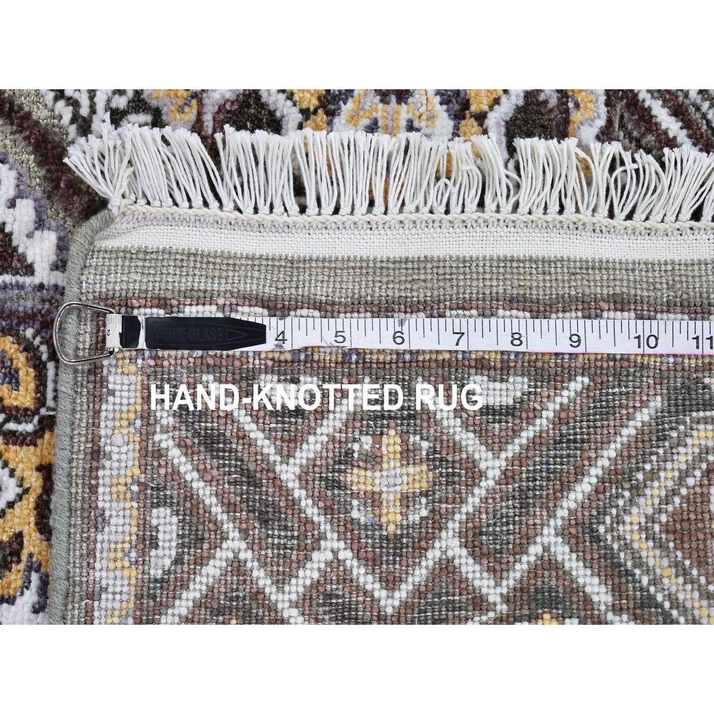 6'2"X9'3" Wool & Silk Mughal Inspired Medallions Design Hand Knotted Rug