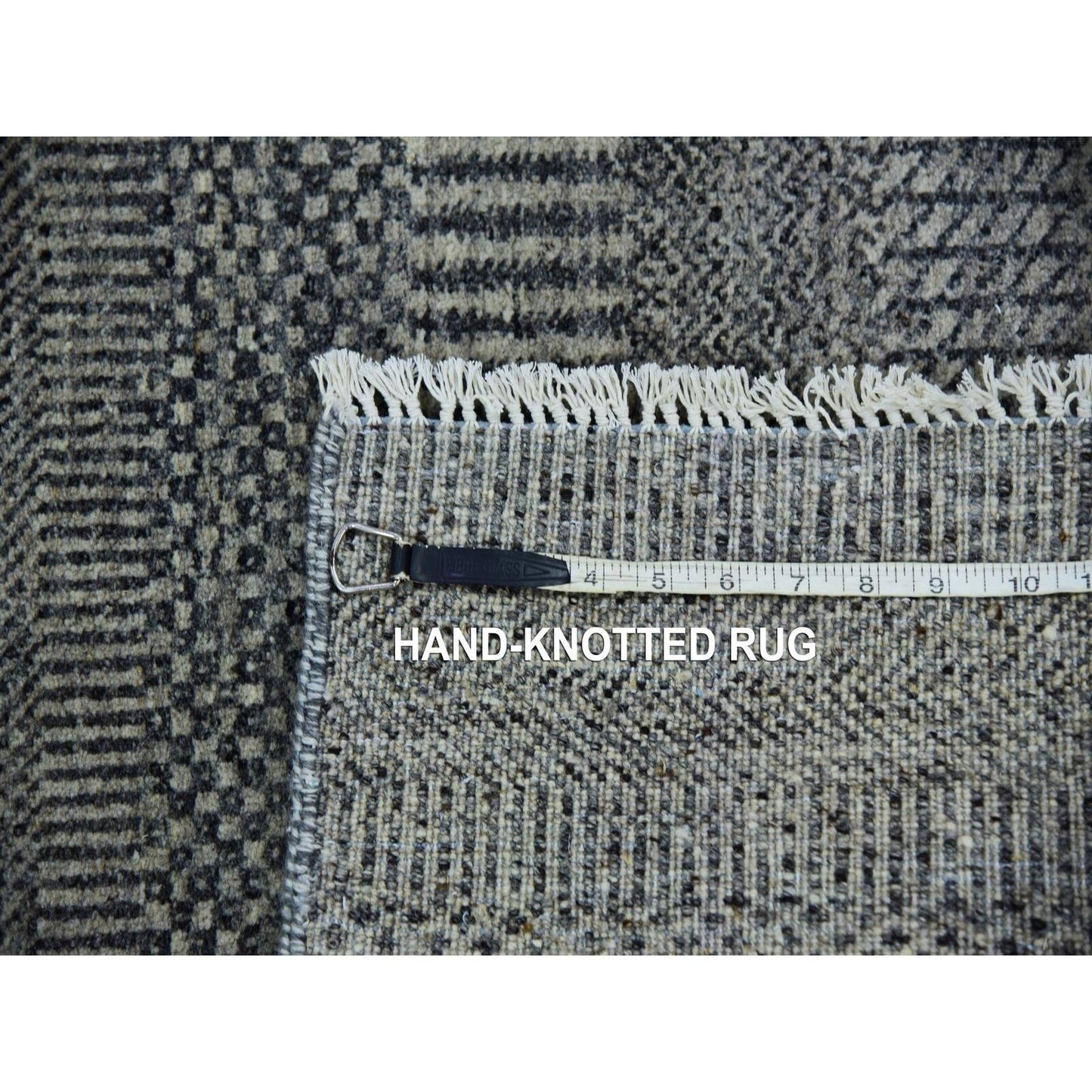 2'6"X10' Pastel Gray Hand Knotted Grass Design Undyed Wool Runner Rug
