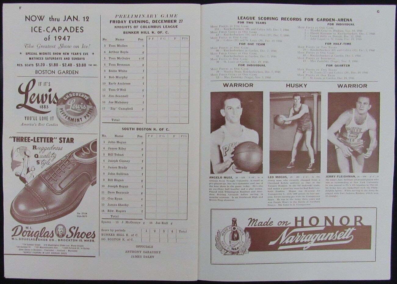 Vintage 1946 Boston Celtics Vs. Philadelphia