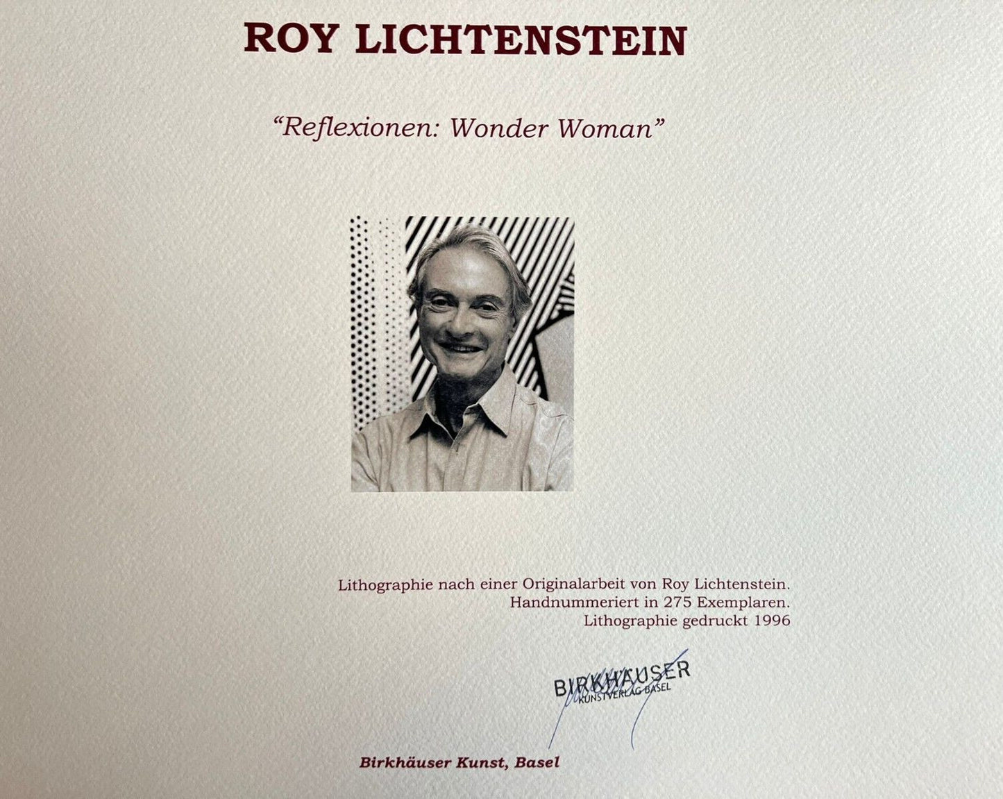 Roy Lichtenstein Lithograph Coa Signed Op Numbered