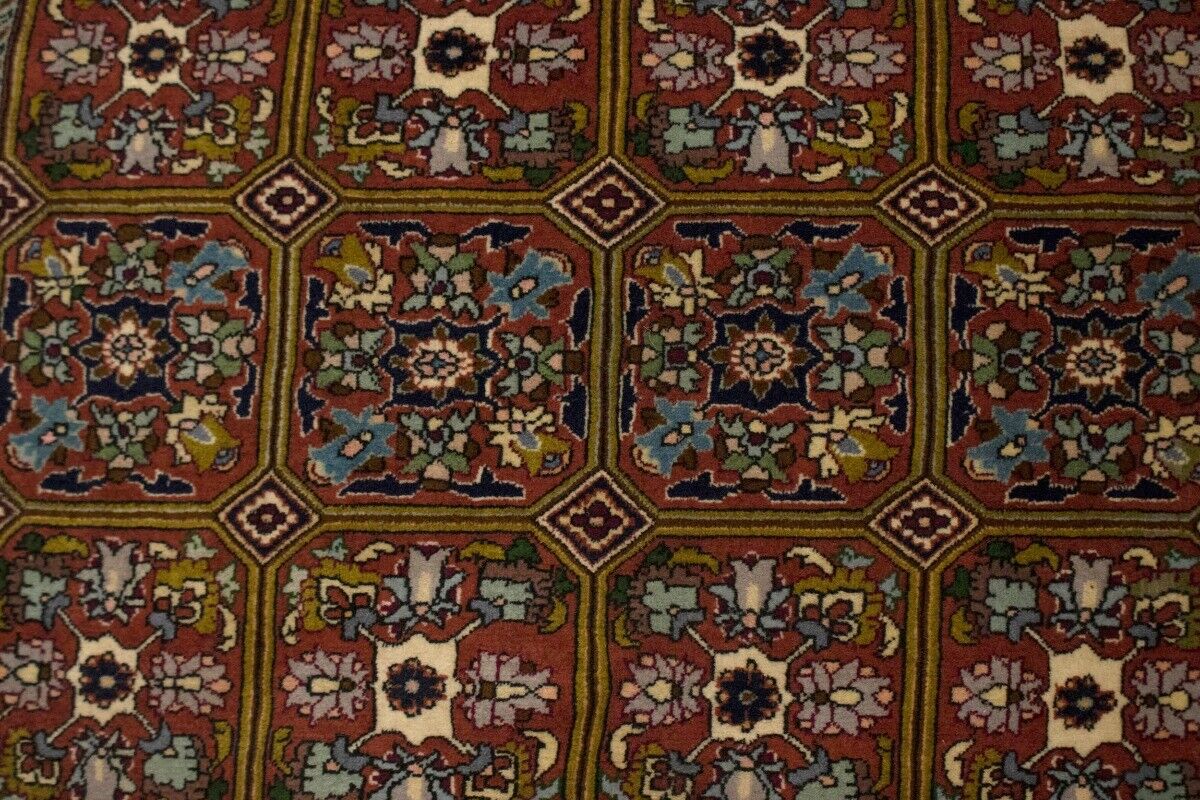 Rare Plush Burnt Orange Floral Wool Area Rug