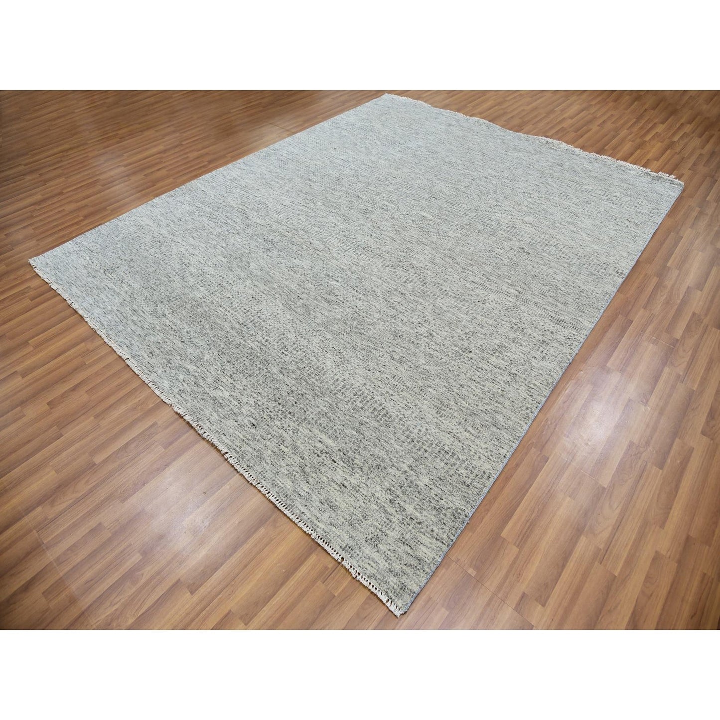 8'X10'2" Owl Gray Modern Grass Design Pure Wool Hand Knotted Rug
