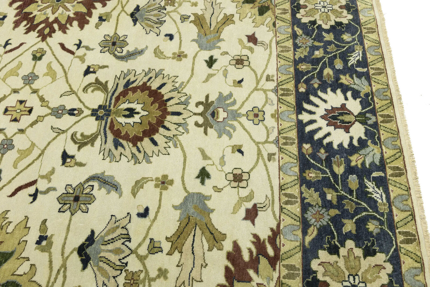 10X10 Ft Square Handmade Cream Floral Chobi