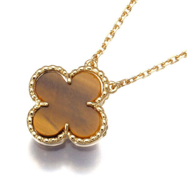 Van Cleef & Arpels Necklace Tiger'S Eye Vintage Alhambra 18K Yellow Gold