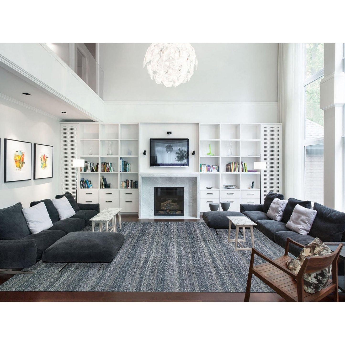 12'1X15'1" Network Gray Wool Hand Knotted Kohinoor Herat Oversized Rug
