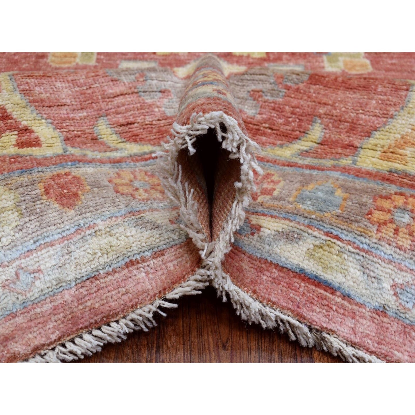 11'10"X14'3" Red Afghan Angora Oushak Wool Hand Knotted Oversized Rug