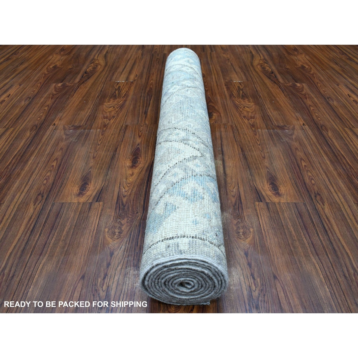 4'X11'7" Gray Anatolian Village Inspired Hand Knotted Wool Runner Rug