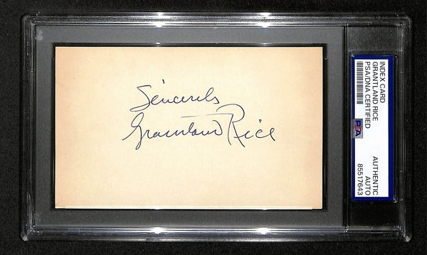 197820 Grantland Rice SportsWriter Signed/ Insc 3x5 Index Card Notre Dame PSA/ DNA