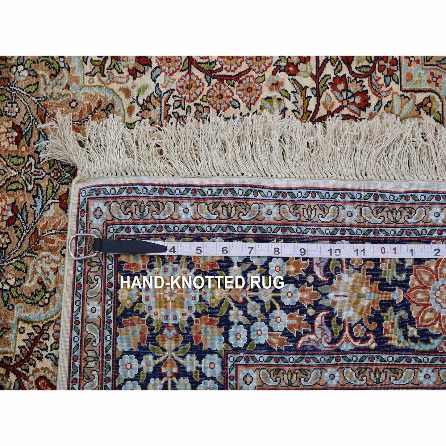 4'1"X6'1" Tobacco Brown Hand Knotted 100% Silk 400 Kpsi Oriental Rug