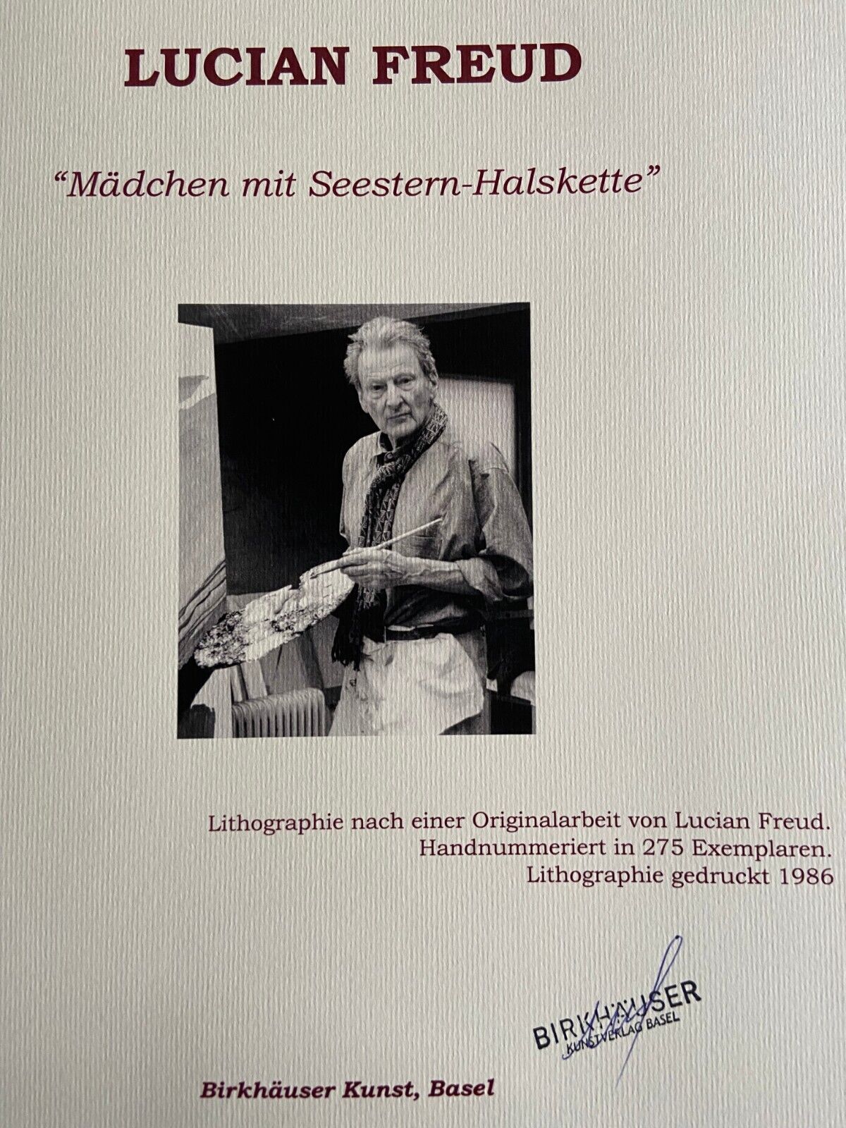 Lucian Freud Signed Coa Lithograph Numbered 275 (Edvard Munch)