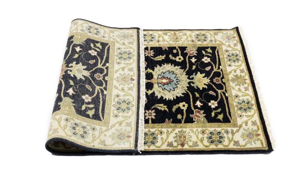 Handmade Black Osh Chobi Peshawar Rug Small