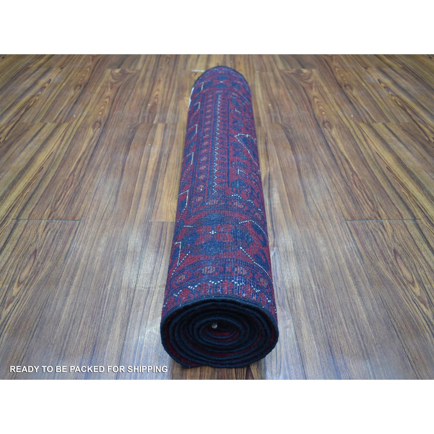 2'9"X9'5" Red Afghan Khamyab Wool Tribal Design Hand Knotted Runner Rug